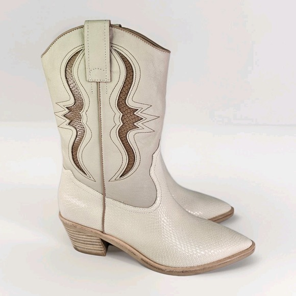 Dolce Vita Shoes - Dolce Vita Boots Women's 9.5 Suzy Fashion Western Cream White 2 Tone Cowgirl